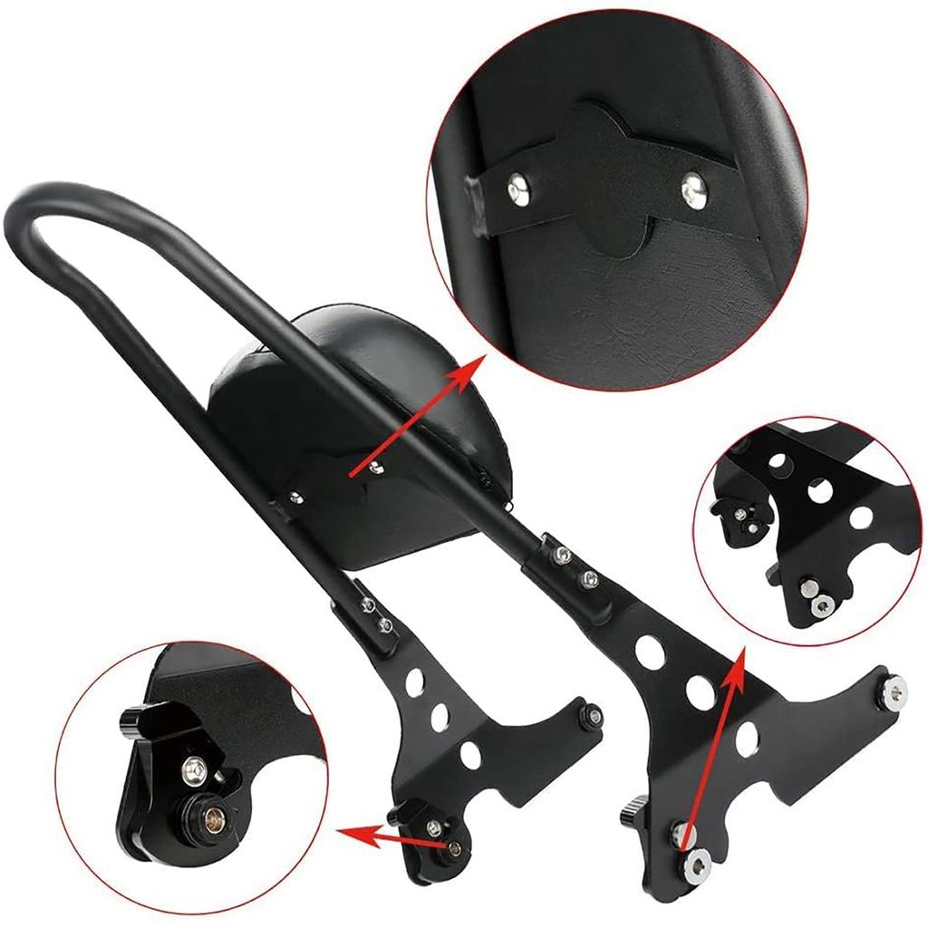 Davidson Sportster 1200 883 Sissy Bar with Backrest and Pad, Compatible with Sportster XL883, XLH883, XL1200, and XLH1200 (2004-2023)