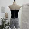 Spicy Girl Strapless Waist-Cinching Crop Top with Anti-Slip Design and Cutout Details (Style 2829)