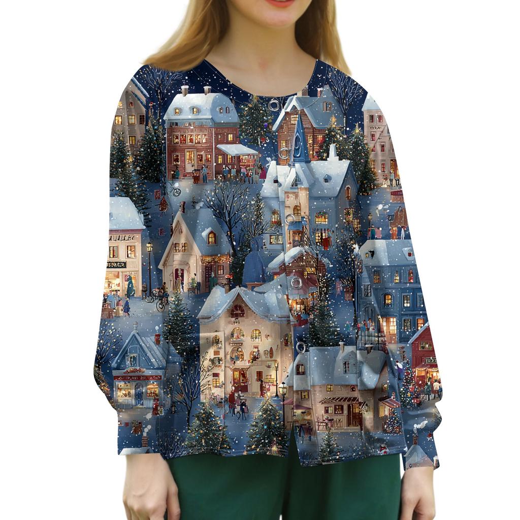 Women's Casual Long Sleeve Single Breasted  Printed Dry-nurse Top