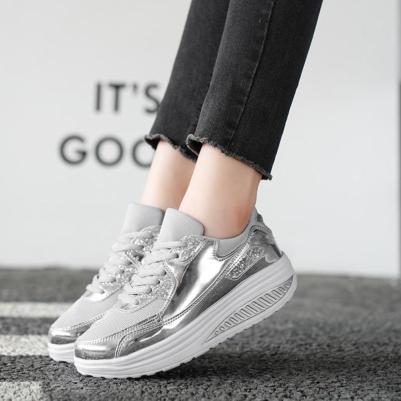 TUINANLE Women Sneakers Golden Mens Shiny Mirrors Shoes Casual Glitter Streetwear Hip Hop Mens Sneakers