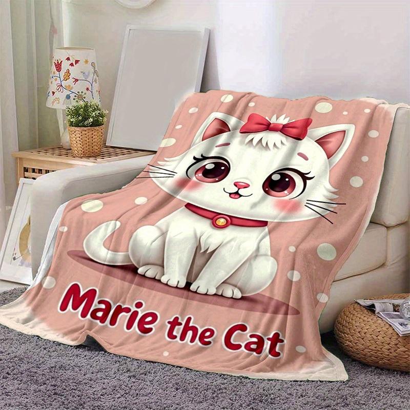 1pc Cute Cartoon Cat Blanket - Marie the Cat Theme, Soft and Cozy Throw for Home Decor, for Decorating Your Own Sofa and Living Room, Super