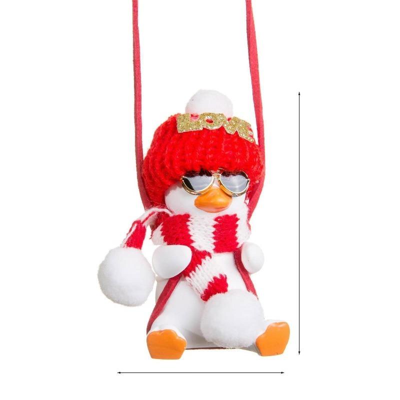 Gypsum Cool White Swing Duck with Sunglasses Automoblie Decor Car Rearview Mirror Ornaments Creative Duck Auto Decoration
