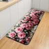 Non-slip Kitchen Mat, Rose Design, Polyester Bathroom Mat, Entrance Carpet, Home Decoration, Spring and Summer Decorative Mat.