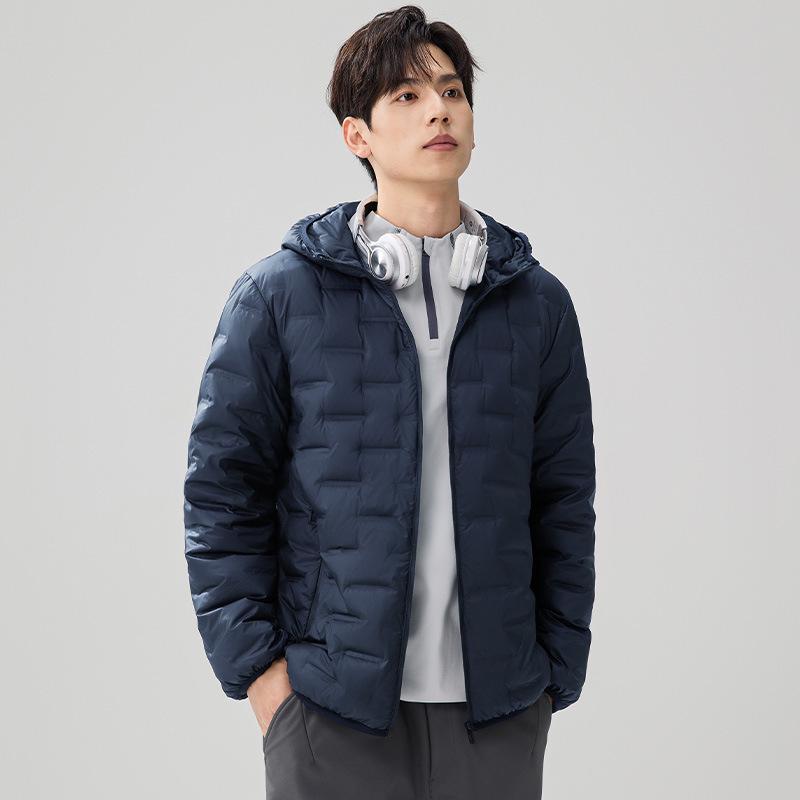 Men's Lightweight Hooded Down Jacket - 2025 Autumn/Winter Fashionable Short Style with 90% White Duck Down.
