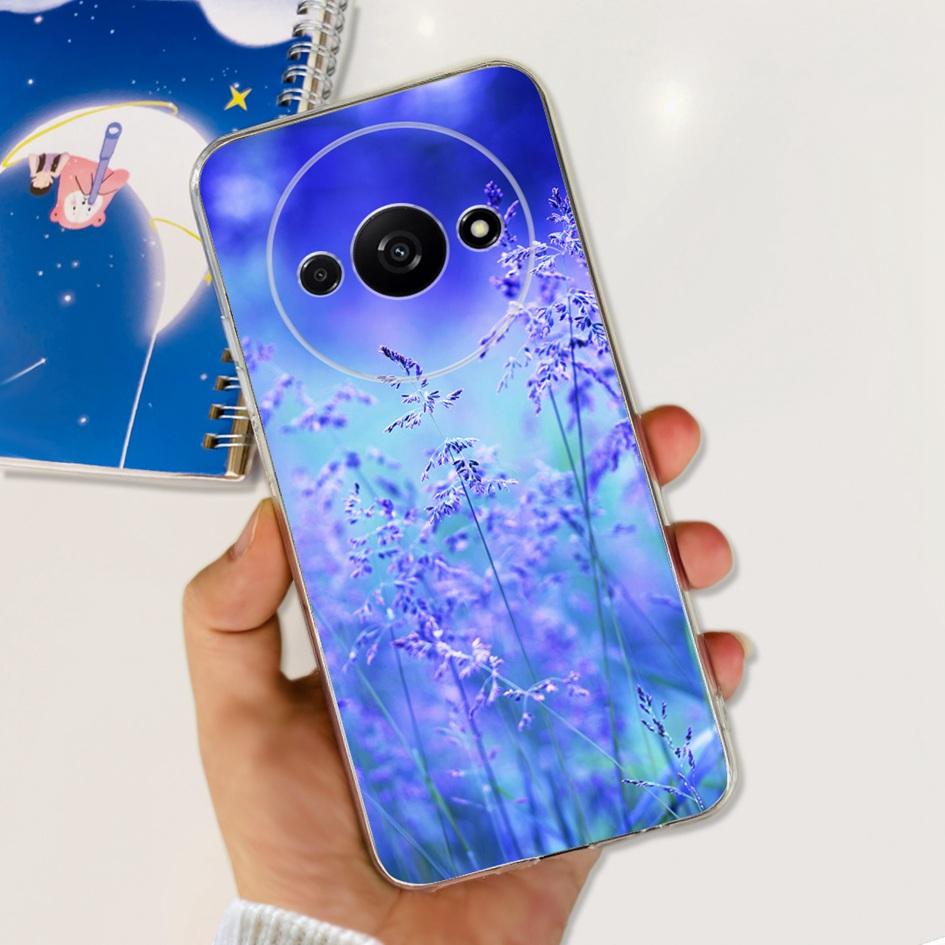 For Funda Xiaomi Redmi A3 Case 2024 Fashion Flower Transparent Silicone Soft TPU Phone Case For Xiomi Redmi A3 RedmiA3 4G Covers