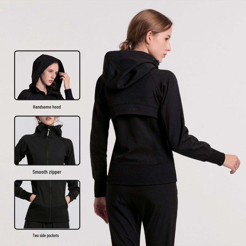 Women's Autumn/Winter Hooded Yoga Cardigan - Slim Fit, Long Sleeve Sportswear for Fitness & Running