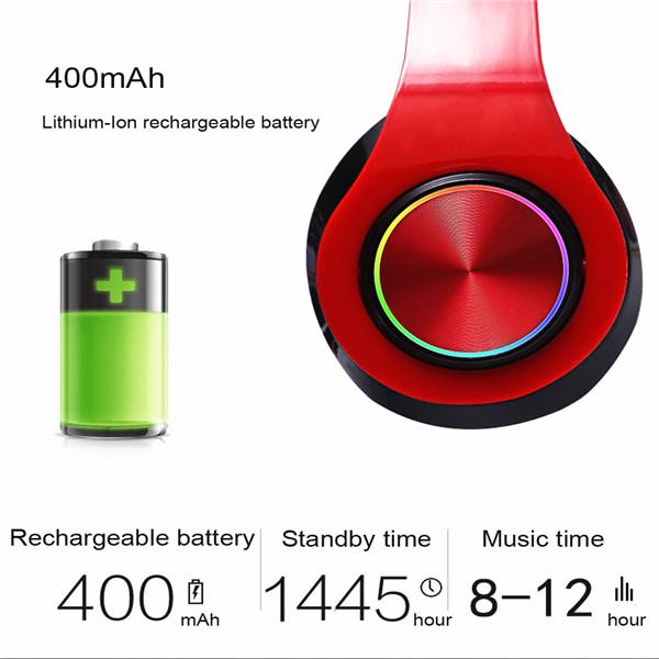 Bluetooth Wireless Headset Led Stereo Foldable