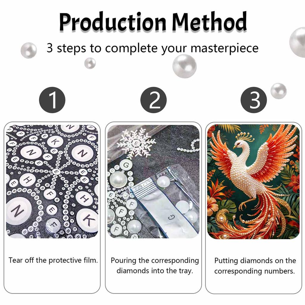 Kit de Peinture Phoenix Art Perle DIY Broderie Strass Cristal 5D pour Décoration Murale Chambre Salon Artisanat Fait Main