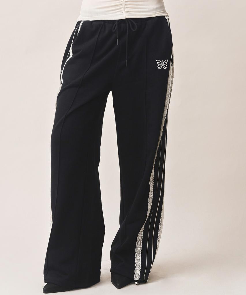 Nigaennikol Butterfly Lace Sweat Pants_Black