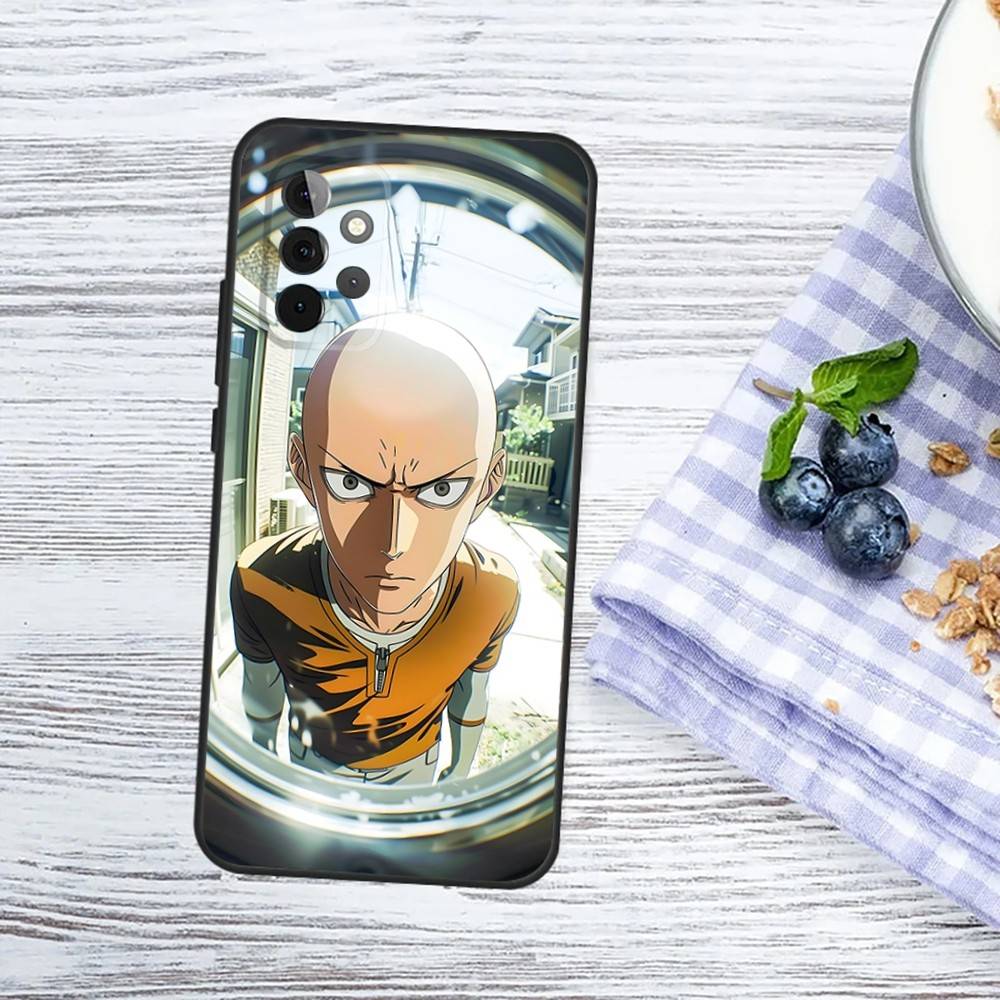 One P-Punch-Man Saitama Phone Case For Samsung Galaxy A13,A21s,A22,A31,A32,A52,A53,A71,A80,A91 Soft Black Phone Cover