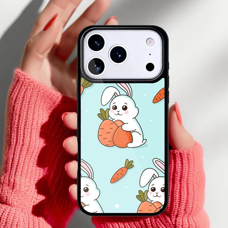 Cartoon Rabbit Bunny Phone Case for iPhone 17 16 15 14 13 Pro Max Back Cover for 12 11 Pro Coque