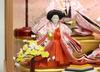 Hina Doll Case Decoration Hina Doll Cherry Blossom Pattern Back Five Person Case Decoration Komachi W63 X D38 X H44cm