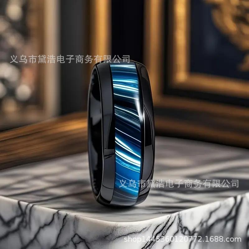 Prsten Aurora z leštěné titanové oceli, pohodlný střih, šířka 8 mm, unisex šperk