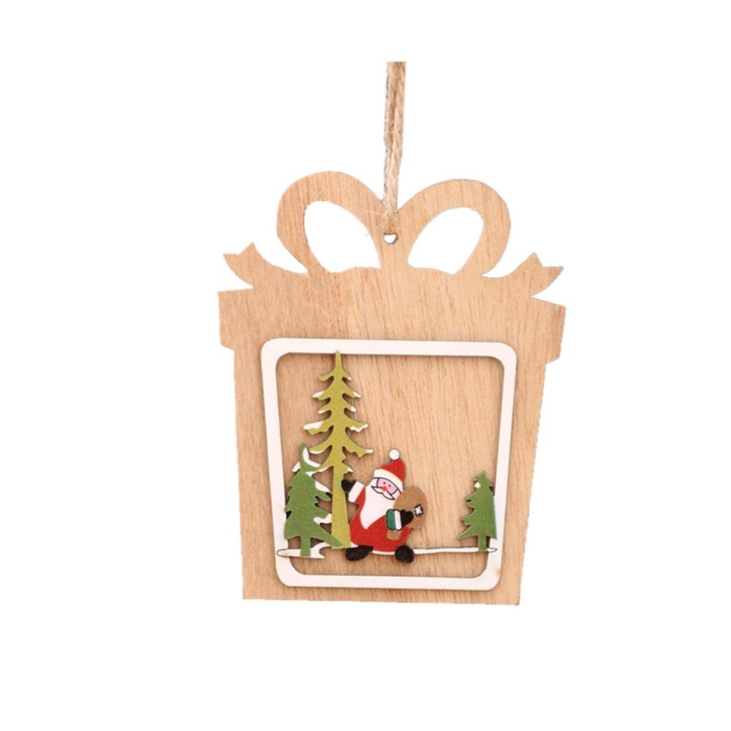 Christmas Wood Chip Tree Ornaments Xmas Hanging Pendant Home Decor Gift