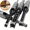 4pcs Square Hole Drill Chisel Extension Saw Woodworking Tools Carving Square&Rectangular Grooves for Woodworking Production