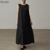 ZANZEA Women Daily Casual Round Neck Summer Sleeveless Long Dress
