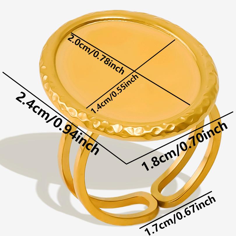Oval Blank Setting Geometric Cobochons Stainless Steel Open Adjustable Rings For Women Men Accessories Vintage Boho DIY Jewelry