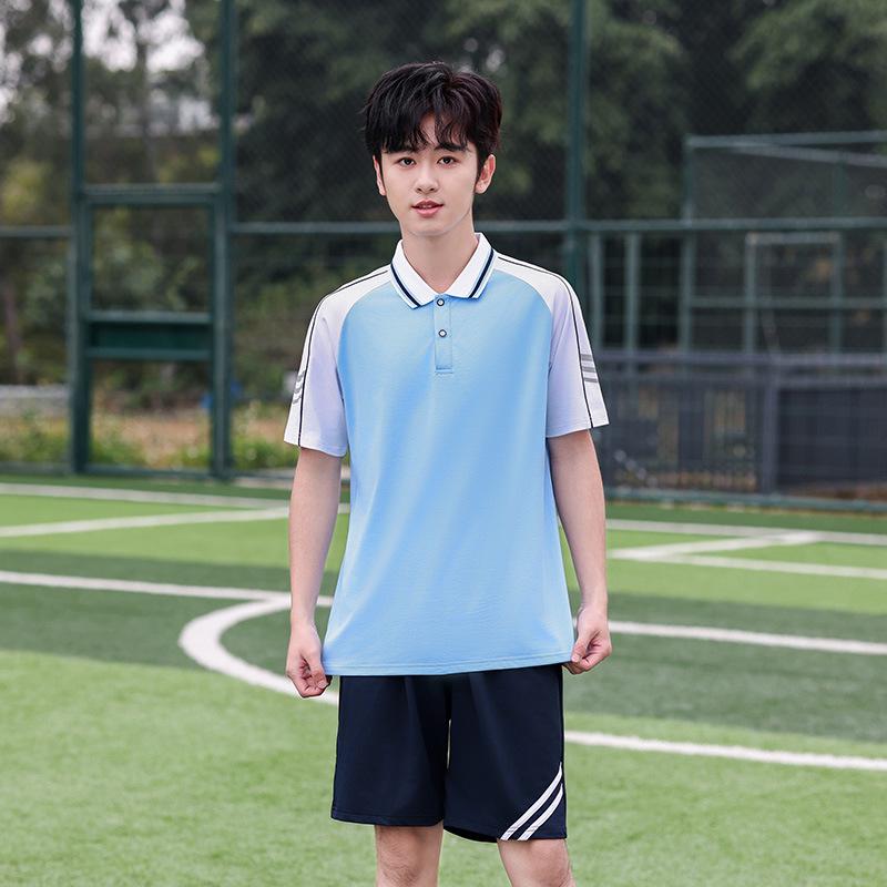 Summer Short-Sleeved Sports School Uniform Set for Students