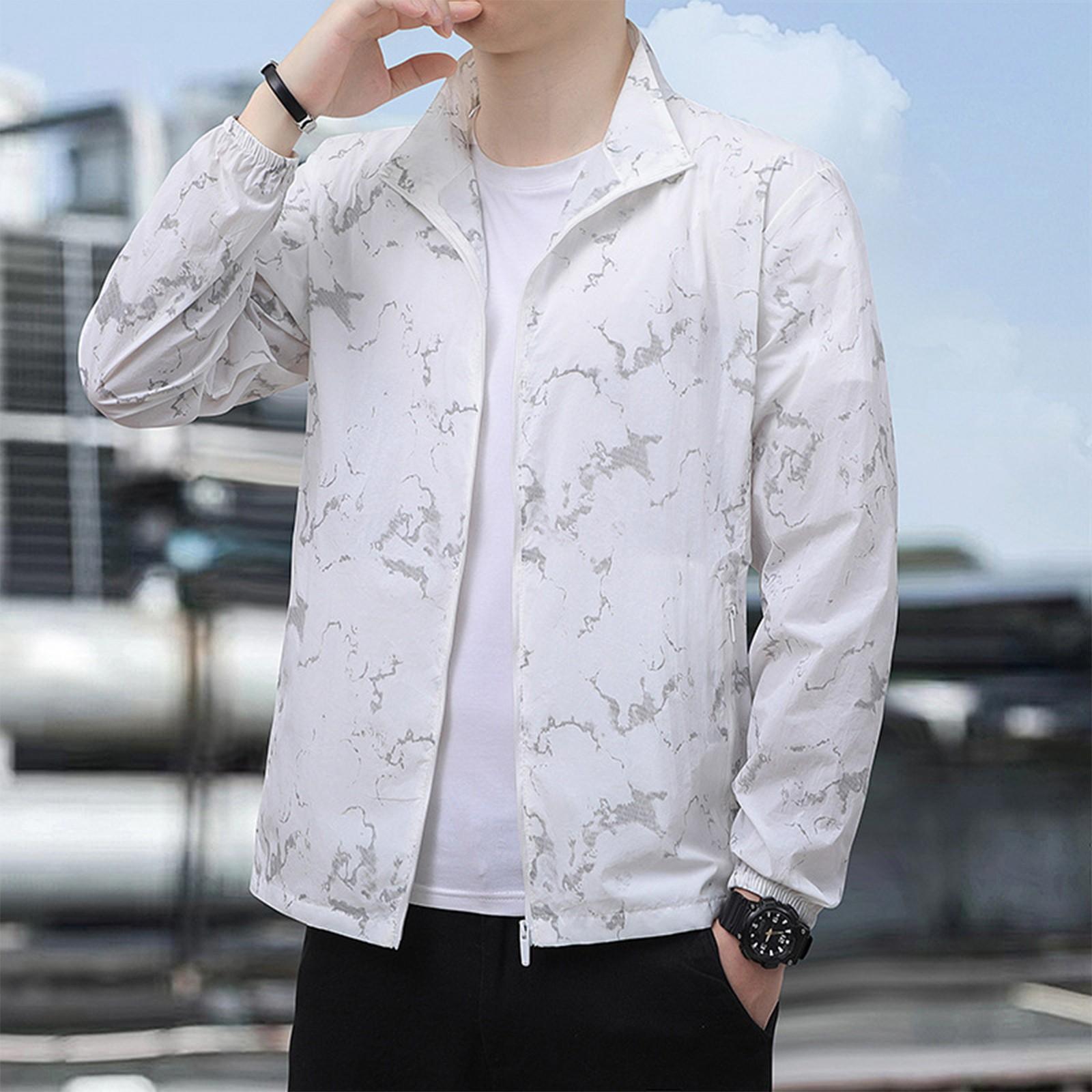 

Мужская летняя легкая и однотонная уличная свободная одежда большого размера, защищающая от солнца, водонепроницаемая ветровка XXL белый