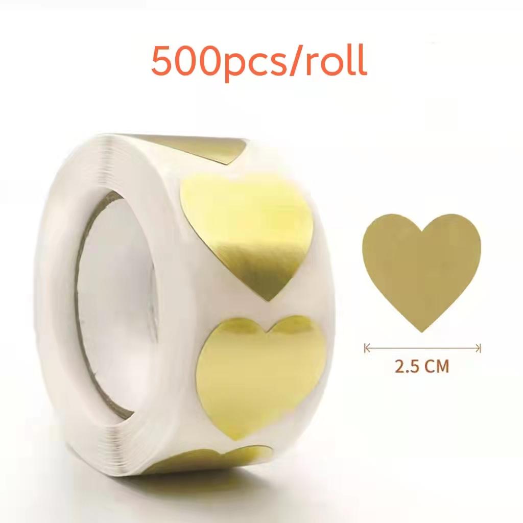 500pcs/roll Gold Packaging Label Round Stickers Luxury Gold Foil Waterproof Label Stickers