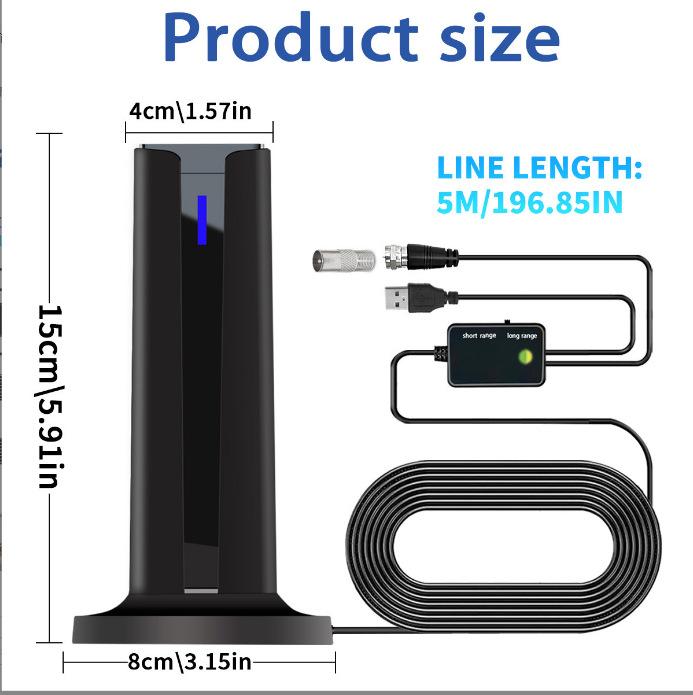 Digital TV Antenna For Smart TV Indoor TV Antenna Long Range Reception HDTV Antenna Supports 4K 1080p With Stick Base