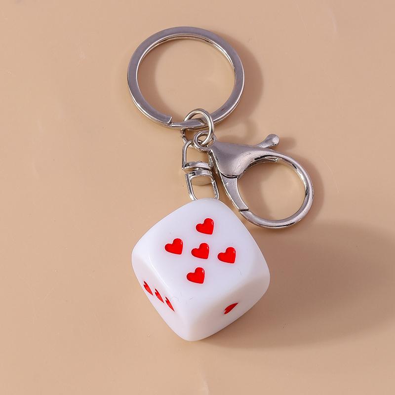 Cuet Resin Geometric Dice Keychain Keyring Pendants for Women Men Car Key Holder Handbag Pendants Charms DIY Jewelry Gifts