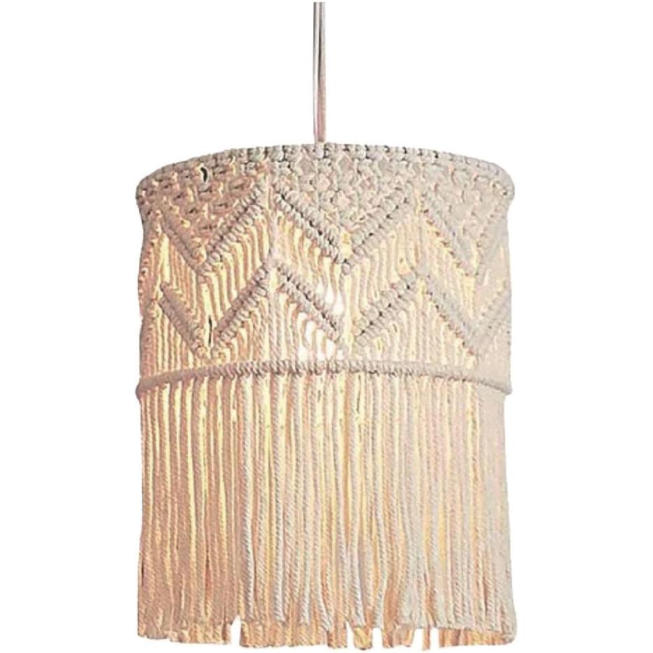 MYCENSE Macrame Lamp Shade Hanging Light Cover Boho,Fashion Pendant Tassel,Macrame Hanging Decor for Dorm Bathroom Bedroom Office, Height 45cm