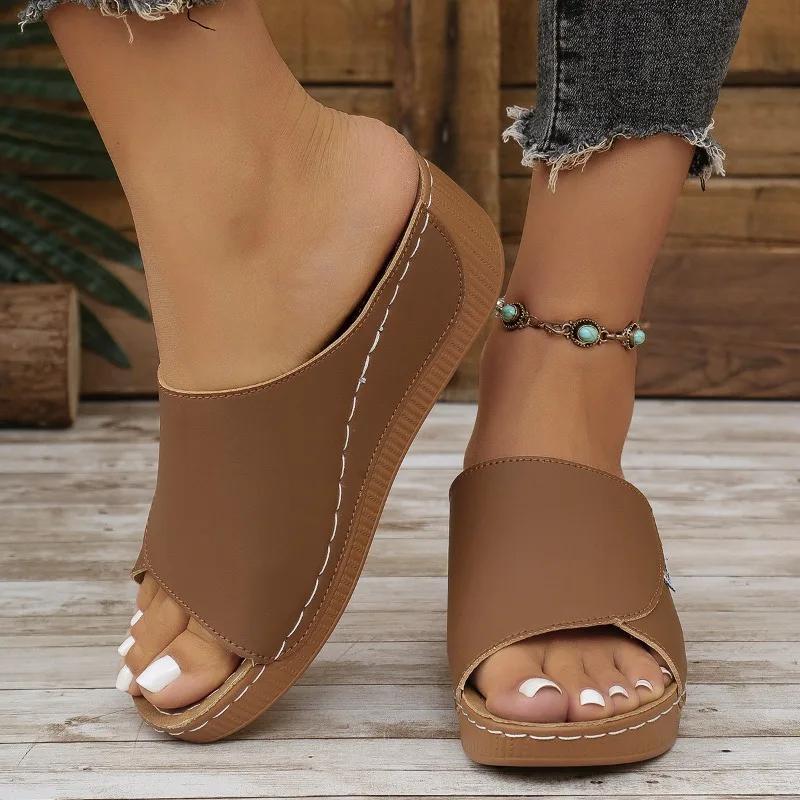 2025 Hot Sale Female Shoes Plus Size Open Toe Women's Slippers Casual Platform Wedges Sandals Outdoor Daily Comfortable
