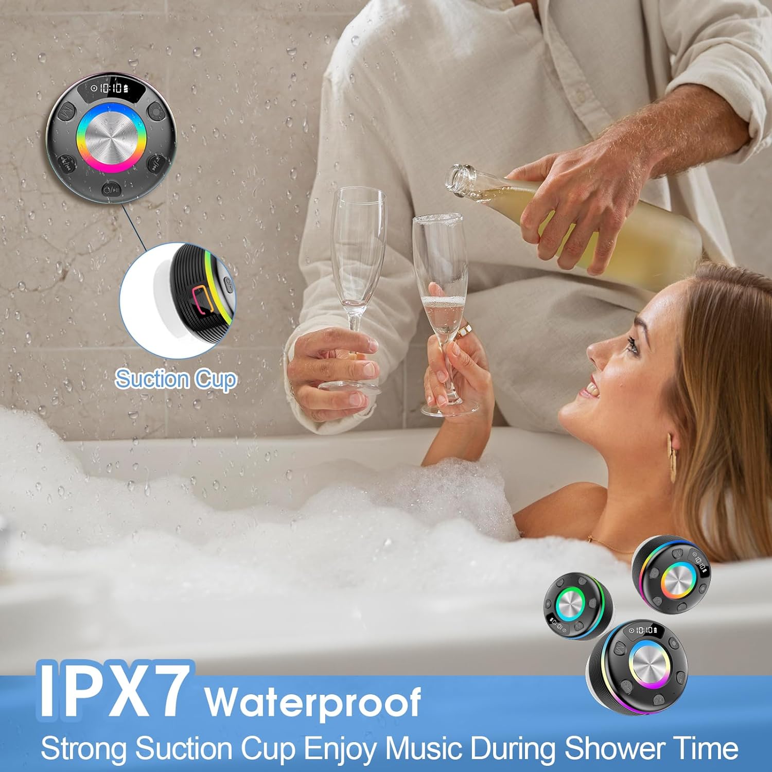 Bluetooth Shower Speaker, Portable Bluetooth Speaker 360° HD Sound