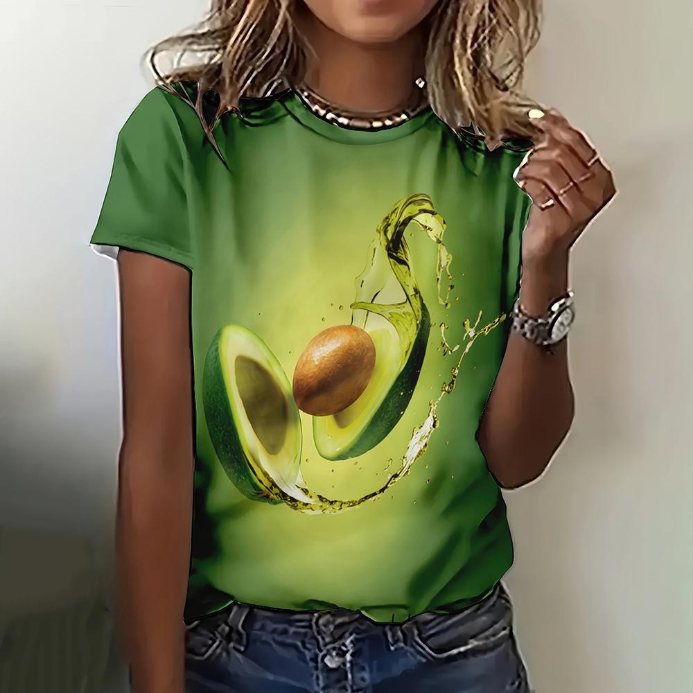 Delicious Variety Fruit Printed T-shirts Summer Comfortable Breathable Casual Loose Women's T-shirts