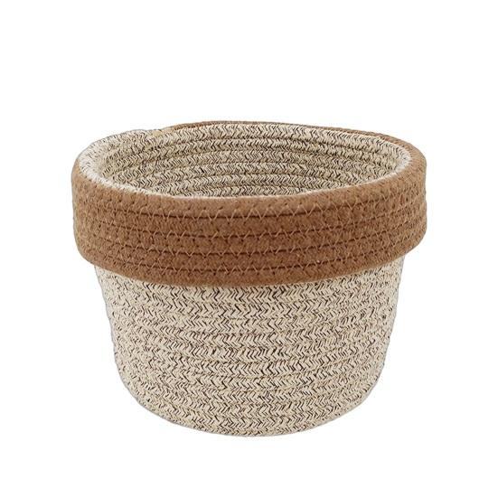 Хлопковая веревочная корзина Большая корзина для хранения игрушек Плетеная корзина Декоративная круглая корзина-органайзер для шкафа для одежды, полотенец, одеял коричневый