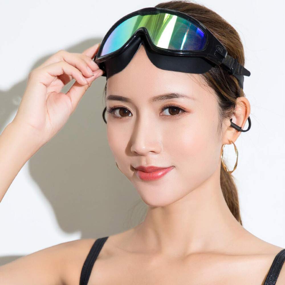 Swimming Goggles for Adults with UV Adjustable Wide Field of Large for Pool Use [ZSZY] Earplugs, Fog-Free, Protection, Fit, Clear, View,