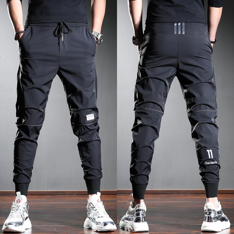 Men's 2024 Ice Silk Ankle-Length Casual Sports Pants - Summer Thin Tencel Korean Slim Fit Trousers