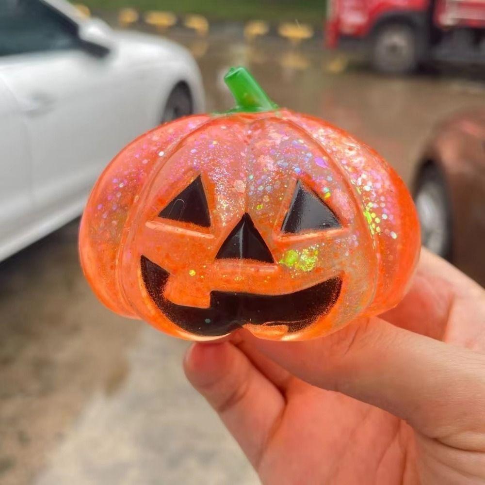 Bright Colors Halloween Shiny Fidget Toy Slow Rebound Pumpkin Shaped Squishy Toy  Anti-stress