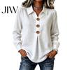 Leichte Atmungsaktive Oberteile Damen Knopfleiste Hemdbluse, Langarm V-Ausschnitt Locker Fließend Knitterarm Plus Size Sommerblusen Tunika