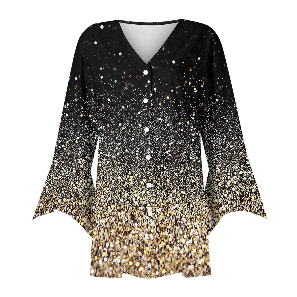 Women's Shirt Blouse Outerwear Print 3/4 Length Sleeve Casual Holiday Basic Button Tops