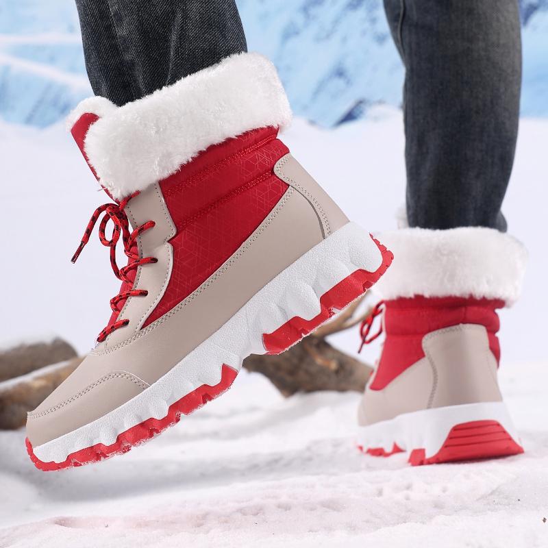 Plush High-top Women's Snow Boots Warm Cotton Shoes Winter Outdoor Walking Shoes Winter Hiking Sneakers