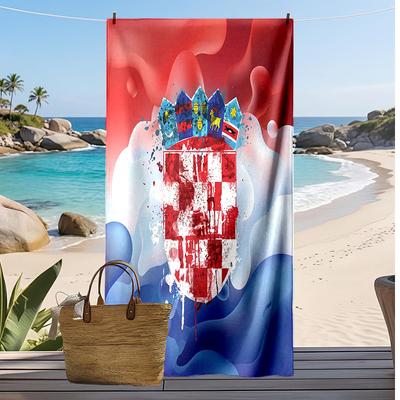Chorvatsko Fotbalový Potisk Plážová Osuška Rychleschnoucí Super Absorpční Měkká Koupelnová Osuška na Plavání Pláž Cestování Fanouškovský Suvenýr Dárek