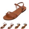 Women's Round Headed Retro Hollowed Out Casual One Button Open Toed Women's Sandals