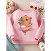 Kdis Crewneck Sweatshirt, Cute Ballet Capybara Print. Spring Autumn Tops