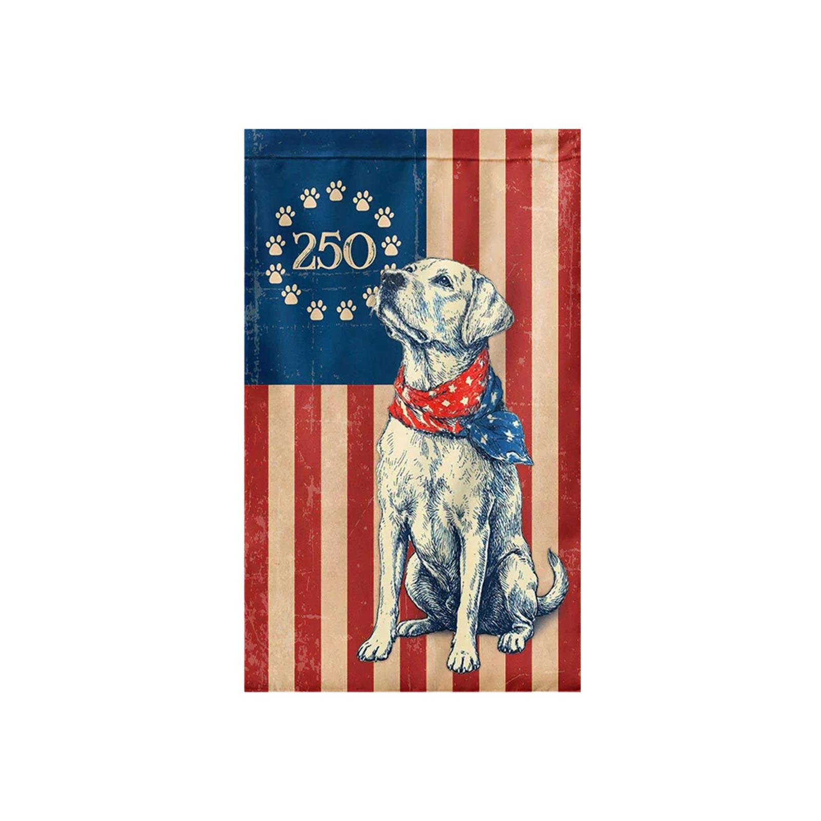 

250th Anniversary Garden Flag Single Sided Decorative Flag 30X45cm Durable Outdoor Polyester Material with Patriotic Dog Design