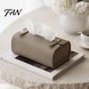 Office Desk Tissue Case Faux Leather Box, Minimalist Napkin Holder for Living Bathroom Cover Room Desk, Decorative Dispenser Facial Tissues Dining Box