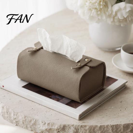 Office Desk Tissue Case Faux Leather Box, Minimalist Napkin Holder for Living Bathroom Cover Room Desk, Decorative Dispenser Facial Tissues Dining Box