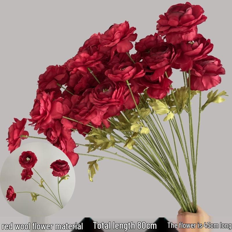 Shunran Dark Red Wine Artificial Wedding Flowers for Chinese Engagement Décor & Aisle Hanging Displays