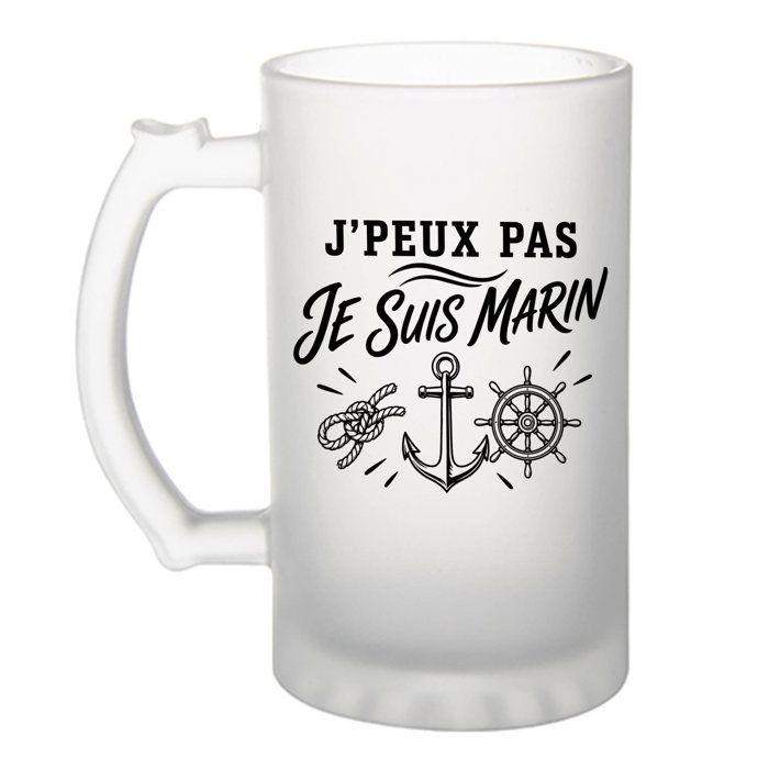 Verre à bière - PLANETEE - J'peux pas minimaliste - Givré 470 ml - Verre trempé - Imprimé Bretagne