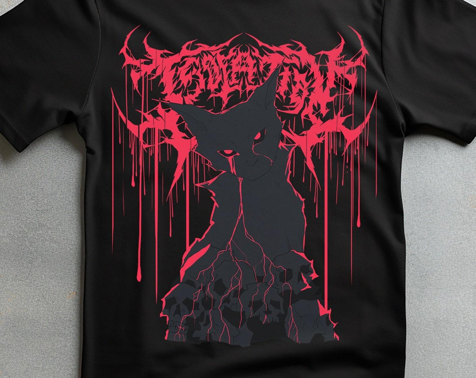 Trippy Black Cat T-shirt | Grunge Gothic Fashion 4XL