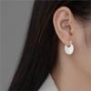 ANENJERY Silver Color Geometric Texture Stripe Hoop Earrings for Women Simple Niche Design Jewelry Accessories