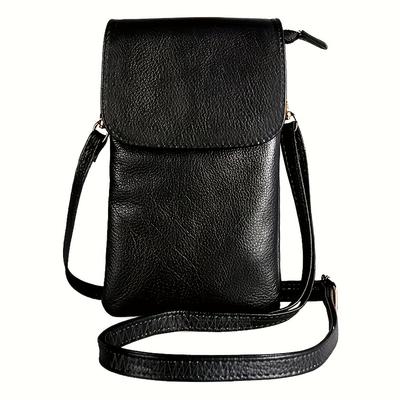Fashion Women Crossbody Bag With 3-Layer Zipper PU Leather Mobile Phone Purse Bags Solid Flap Wallet Messenger Bag Small Female Shoulder Handbas
