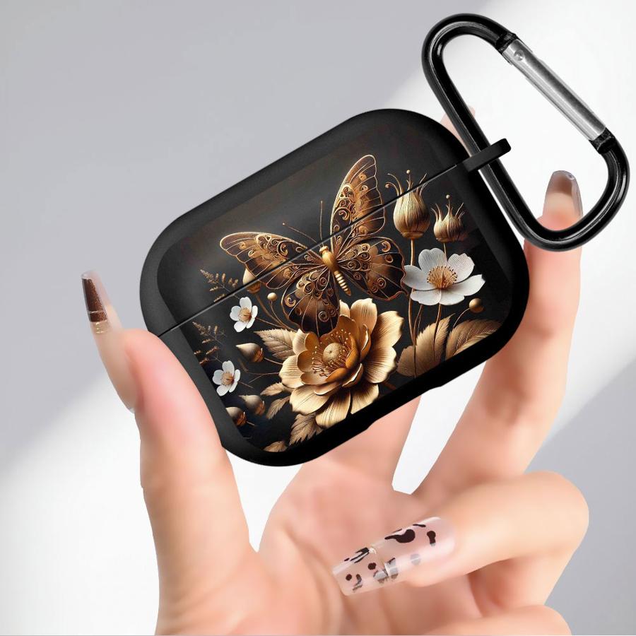 Golden Butterfly Flowers Soft Earphone Cases Cover Case For Airpods Pro3 Pro2 2 3 1 4 Pro