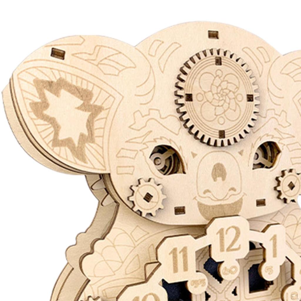 Wooden Clock Puzzle Craft Kits Vintage Pendulum for Gifts Teens Adults